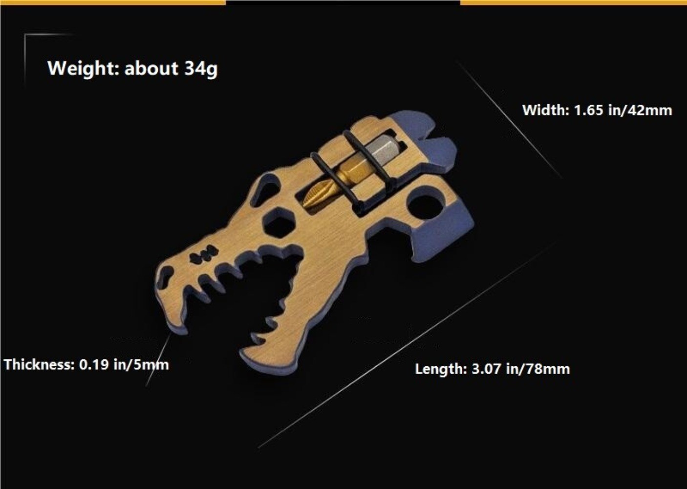 Titanium Alloy Pocket Multi Dinosaur Head Bottle Opener Pry Bar Screwdriver Tool
