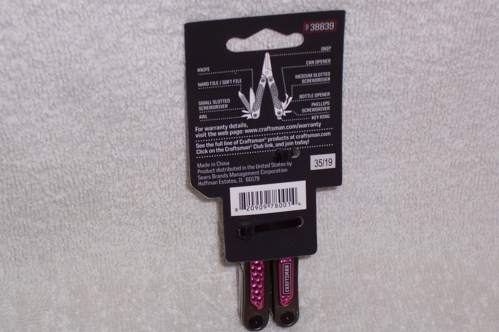 CRAFTSMAN 10-IN-1 Mini Pocket Multi Tool w/Pink Handle & Key Ring 938839 NEW
