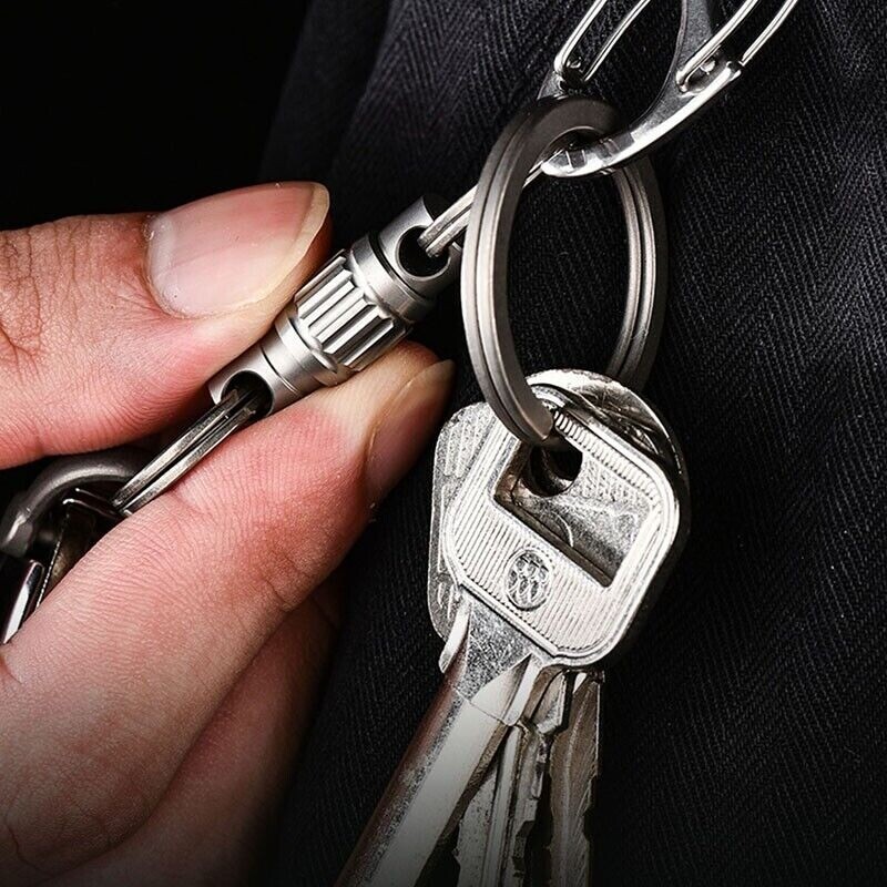 Titanium Quick Release Swivel Keychain EDC Car Key Holder with Double Key Rings
