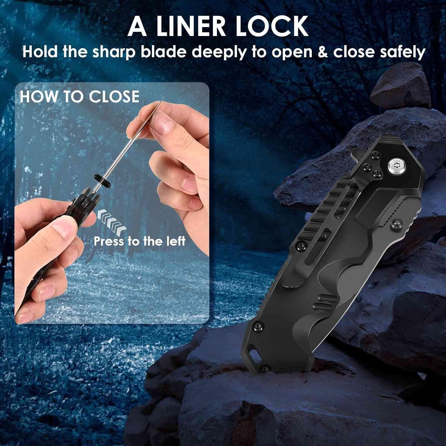 Pocket Knife, Folding Tactical Knives Blade 2.6in, Foldable Survival Small Knife