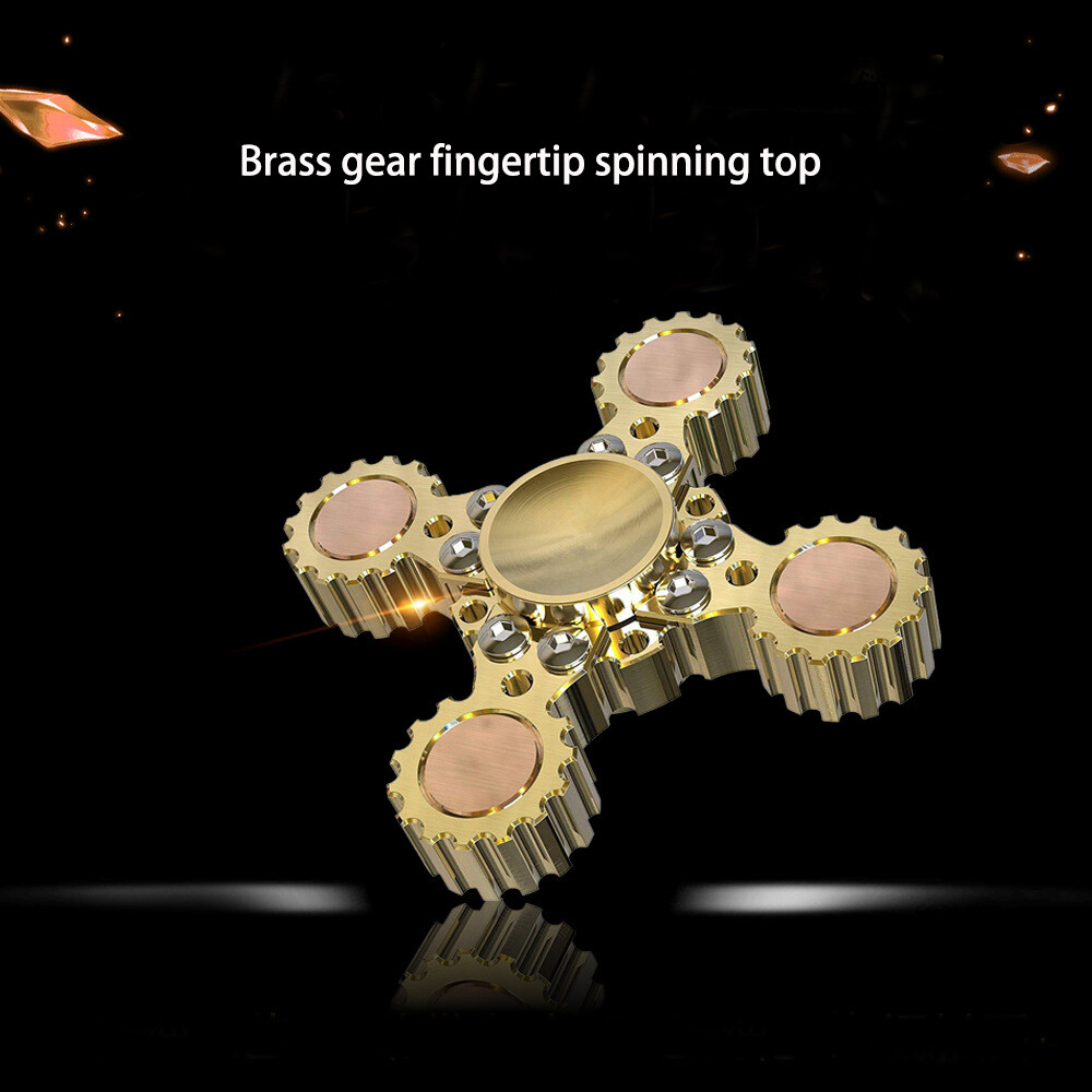 EDC Gear Brass Gyroscope Toy Fingertips Spinning Top Gearwheel DIY Gyro Toy Gift