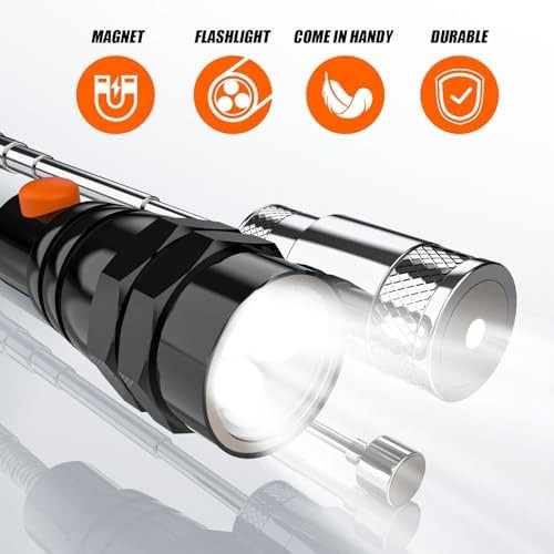 Telescoping Magnetic Pickup Tool Set with 1 & 15 lb Pick Up Sticks, Round and…
