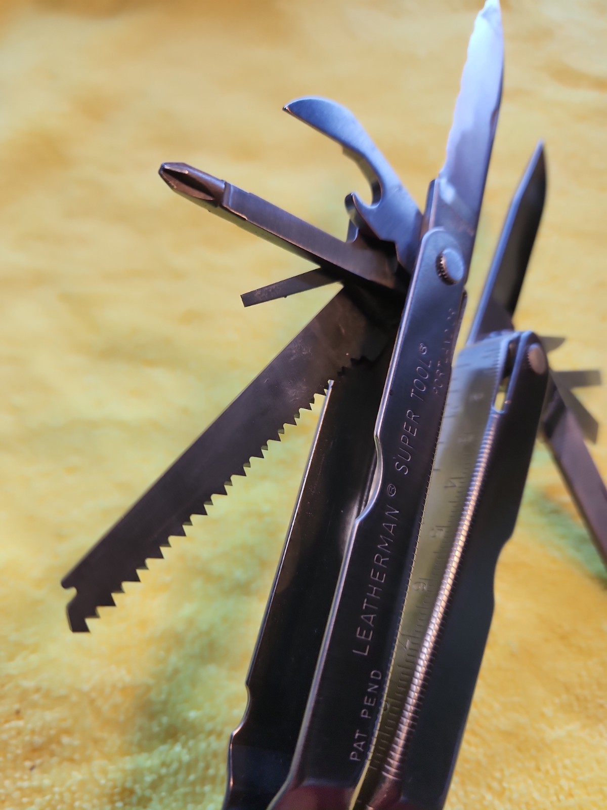 Vintage Leatherman Super Tool Pat Pending with Leather Sheath Super Nice