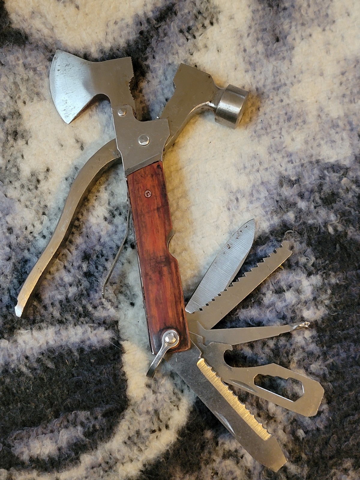 Camping Multi Tool Hatchet Hammer Survival Tool Wood Handle