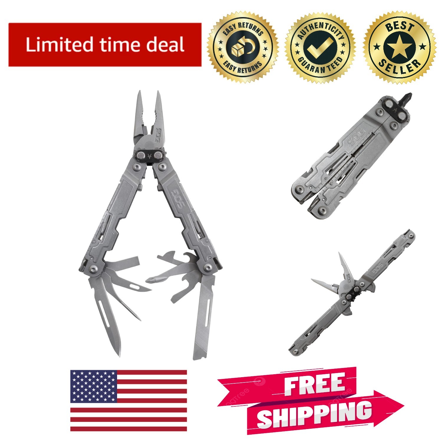 Versatile PowerAccess One-Handed Multi-Tool with Magnetic Hex Bit – 18 Features