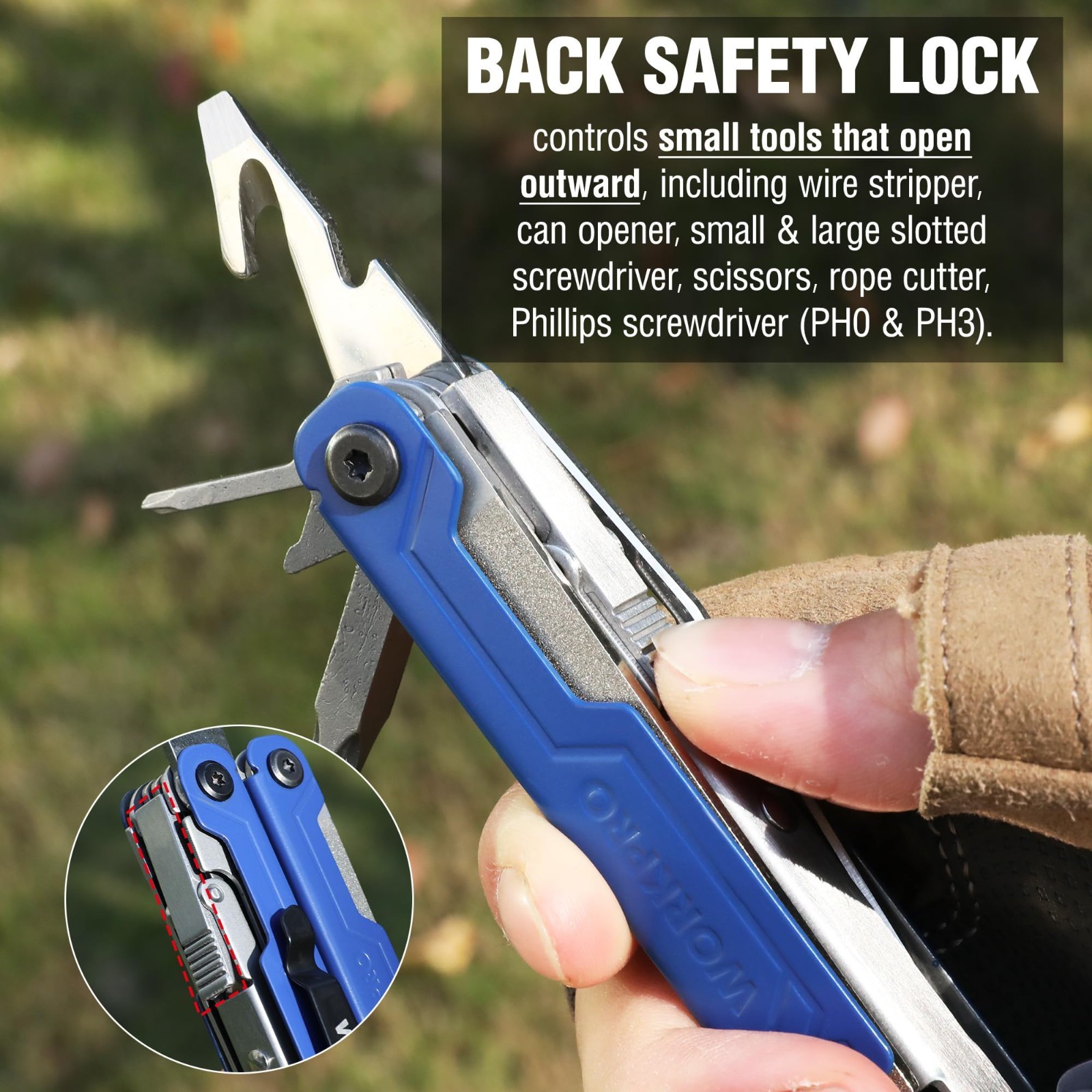 18-in-1 Multi Tool Pliers, Stainless Steel EDC Multitool with Knife, Safety Lock