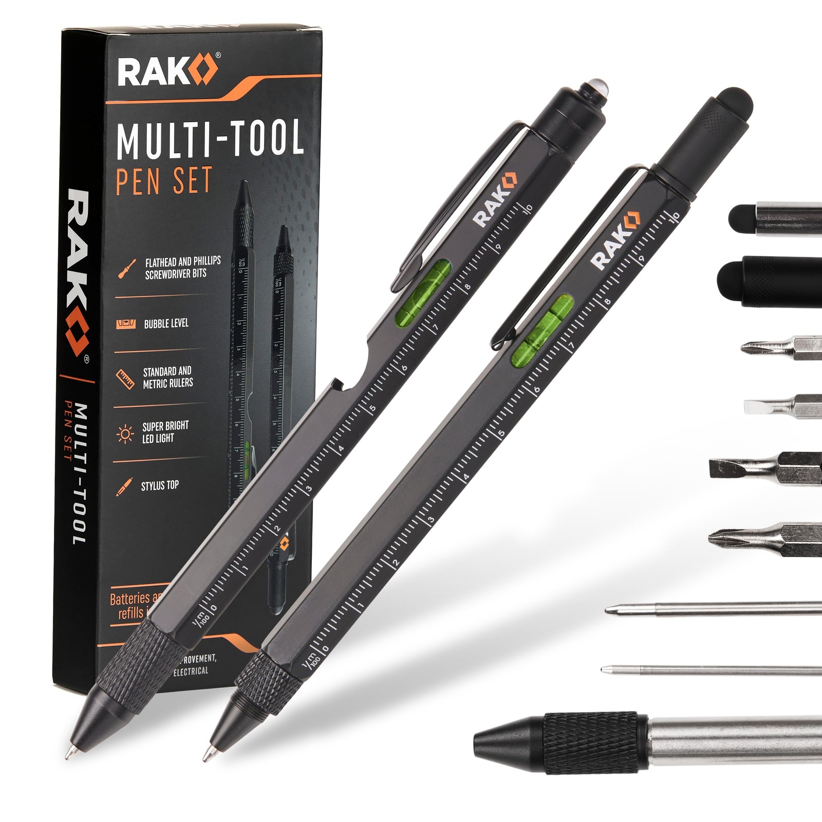 Multitool Pen – Multi-Tool Pen Set 11 in 1, LED Light, Screwdrivers, Level, R…