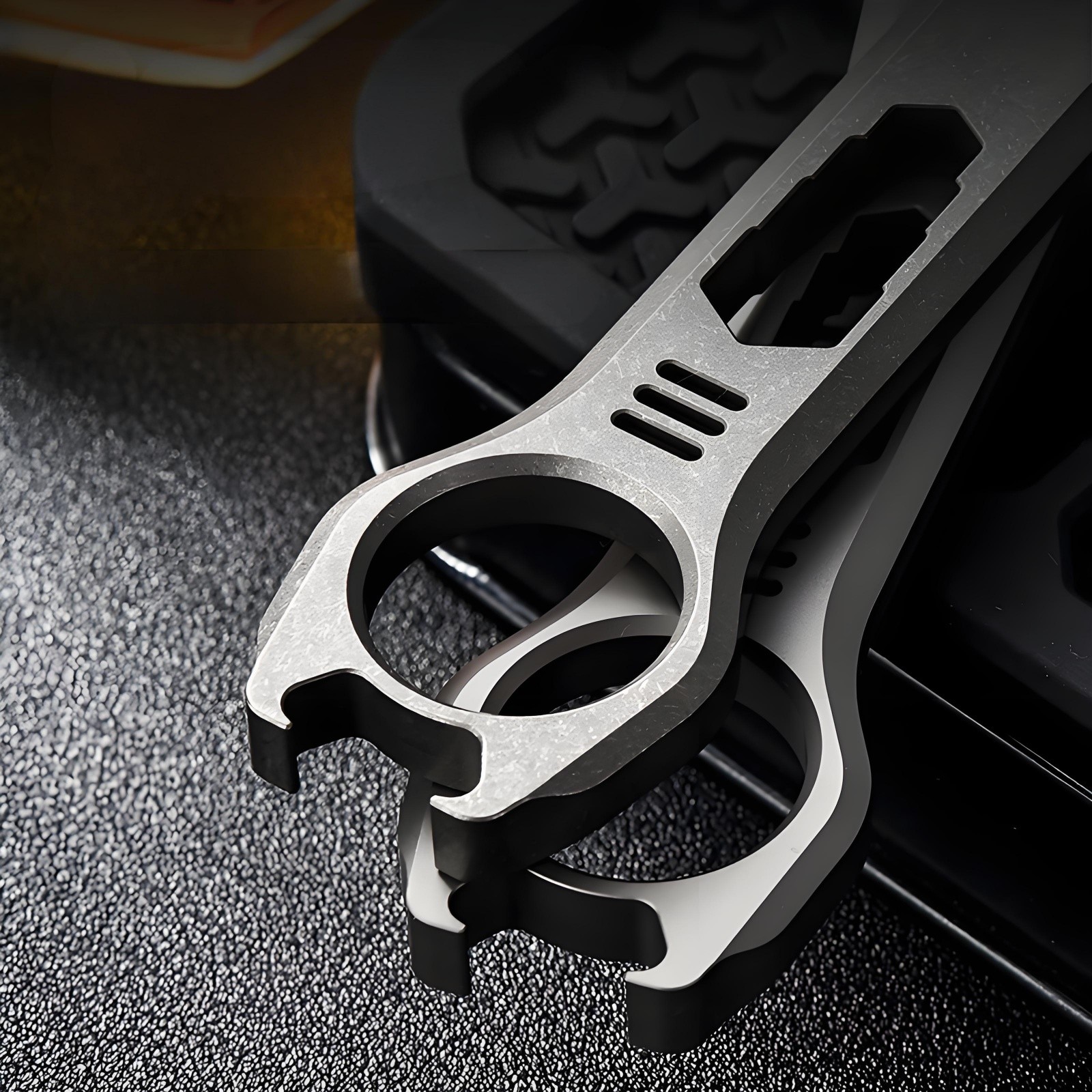 Titanium Alloy EDC Pry Bar Multi-Tool Wrench Bottle Opener Keychain Waterproof
