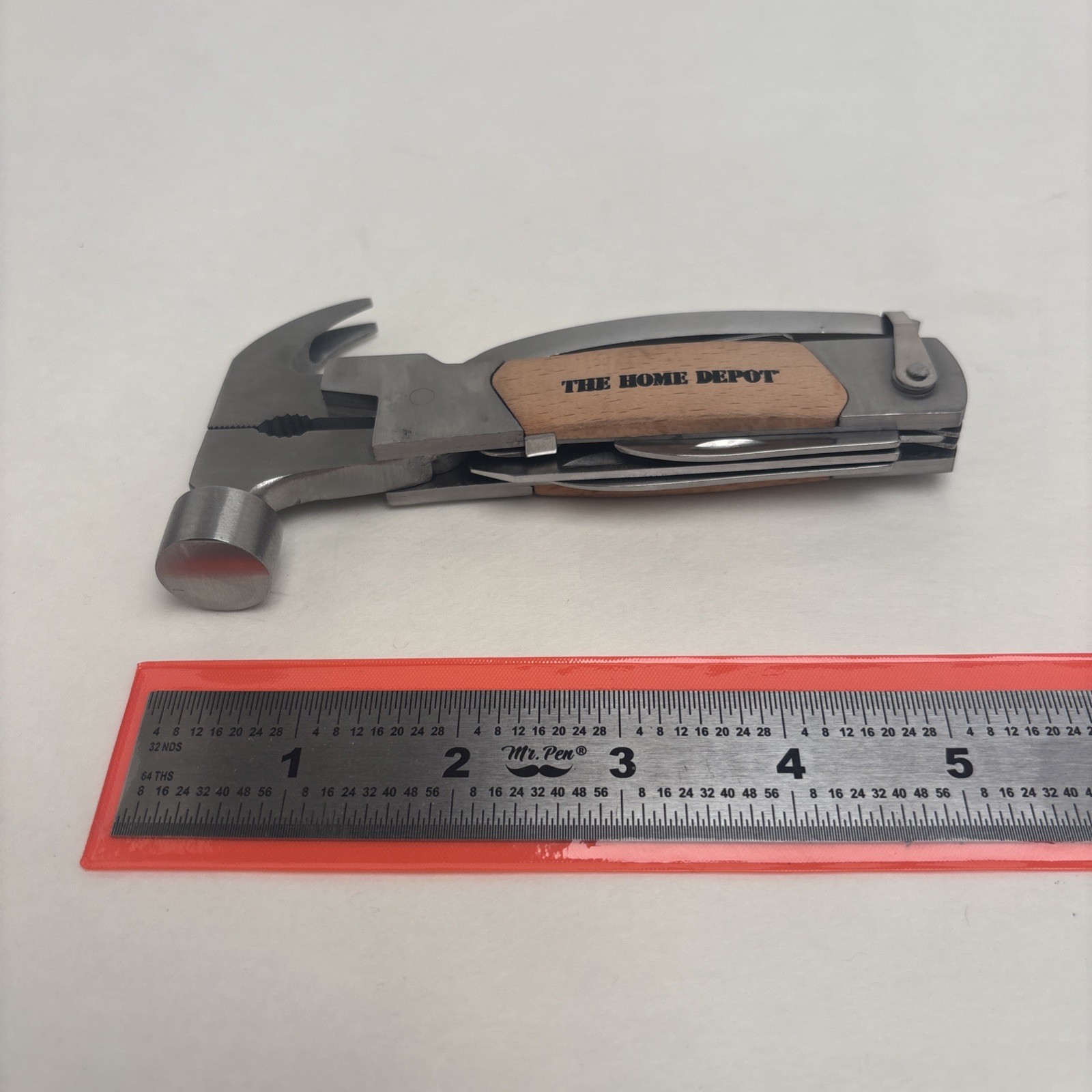 The Home Depot Wood Branded Mulitool Hammer Pliers Knife Saw File DIY Hunt Camp
