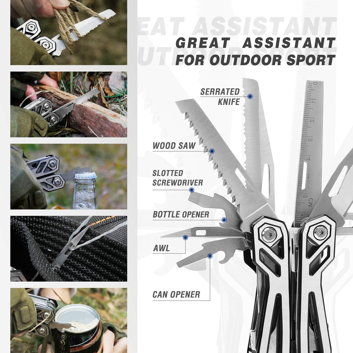 21-in-1 Stainless Steel Multitool with Sheath – Perfect for Outdoor Adventures