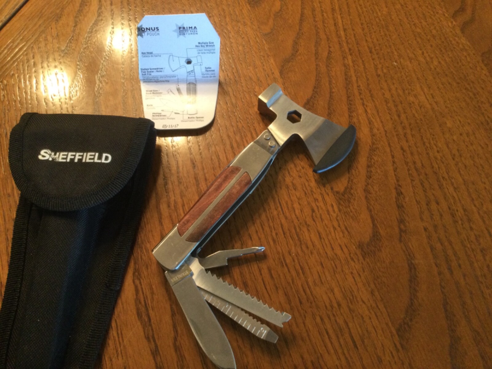 Sheffield Hatchet Multi Tool, One Size, 7077 Axe Knife Screwdriver File w/sheath