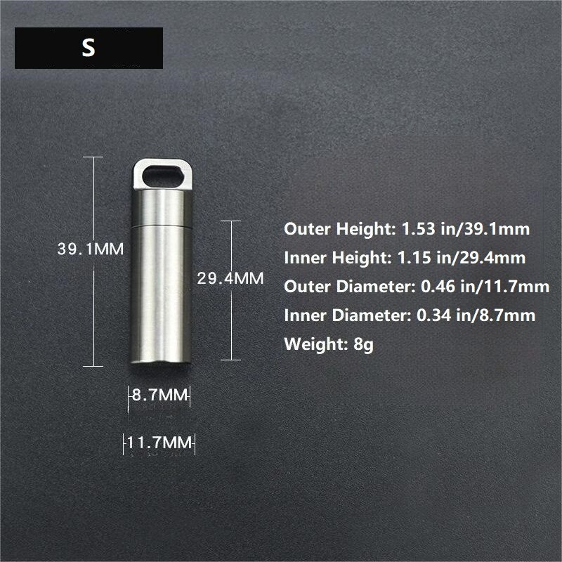 Titanium Pill Holder Case Keychain Small Pill Box Container Organizer Waterproof
