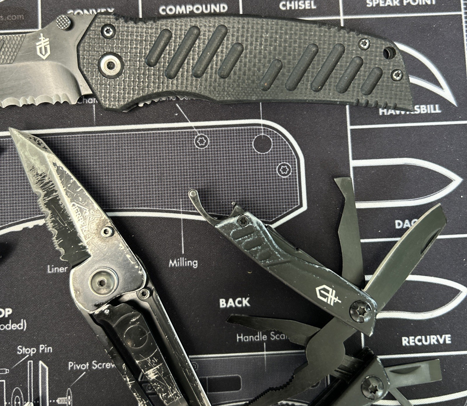 Gerber 1 Suspension W/Sheath / 1 Ridge/ 1 Swagger/ 1 Dime Compact Lot Of 4 GUC