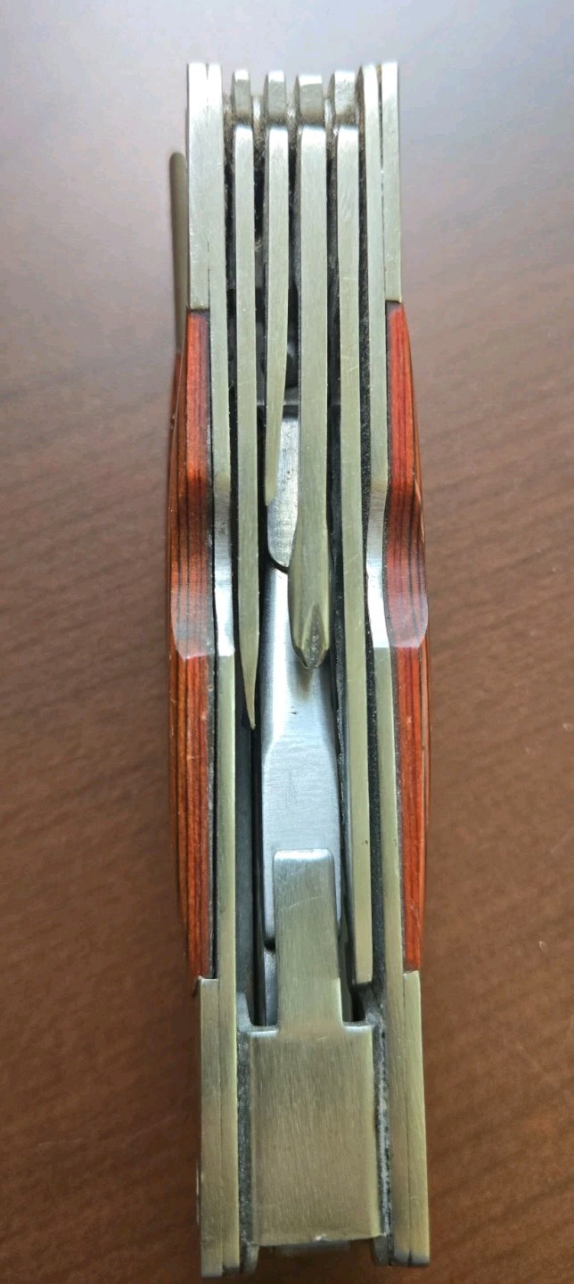 14-in-1 Multi Tool Pliers Stainless 2Cr Steel Wood Handle Pocket Knife Saw
