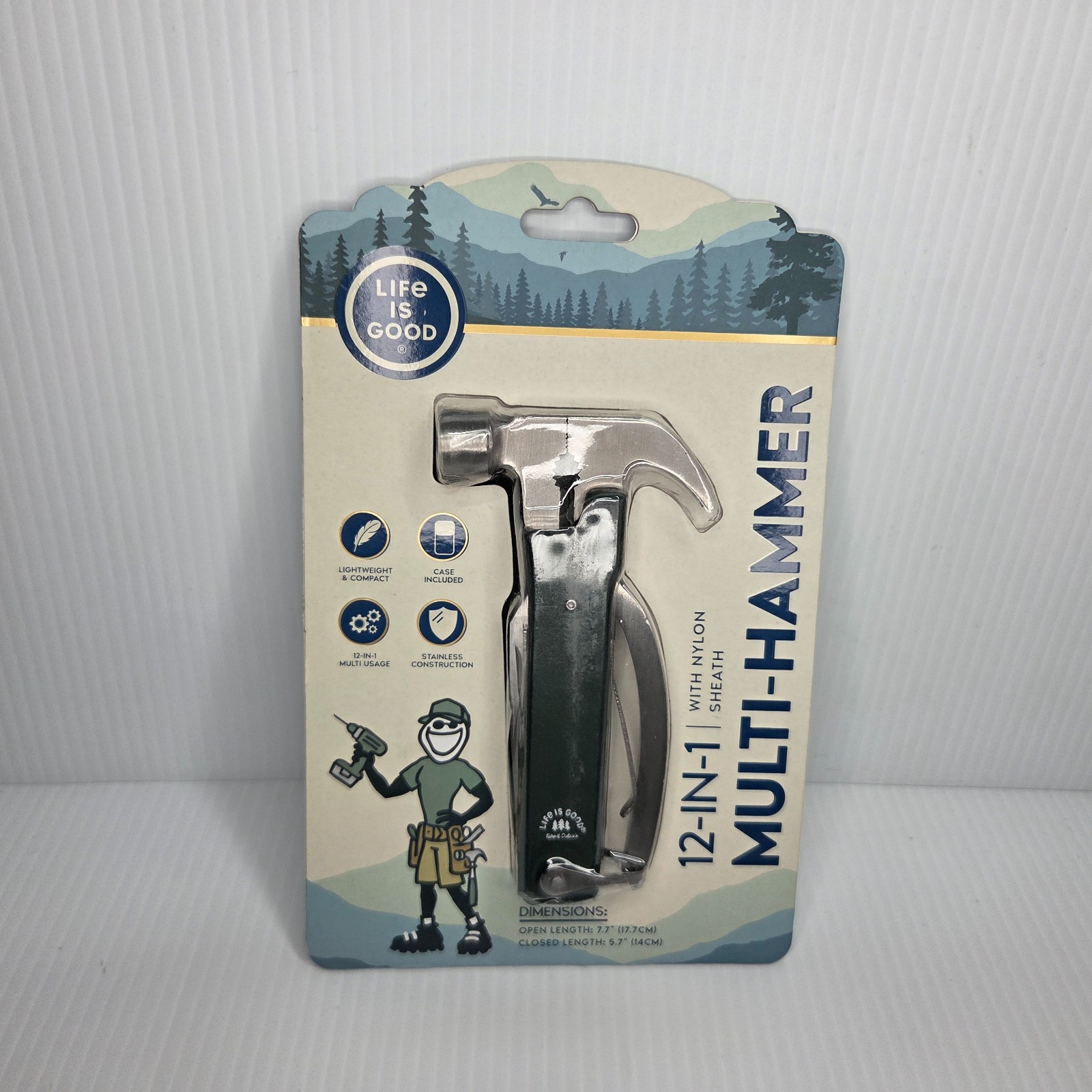 NEW Life is Good 12-in-1 Multi-Hammer Black and Silver With Nylon Sheath Camping