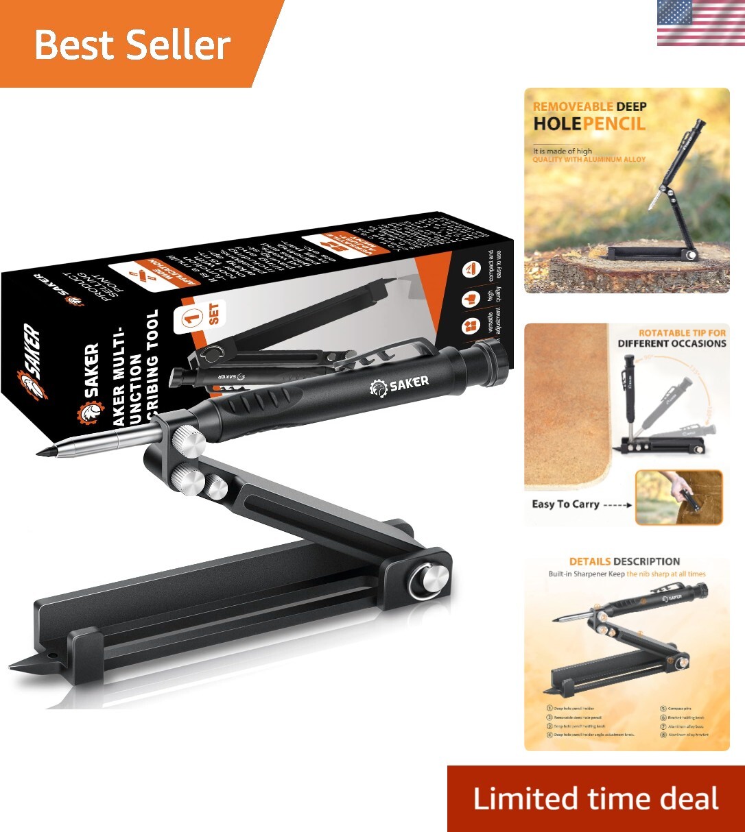 Precision Multi-Function Scribing Tool for Woodworking & Construction Projects