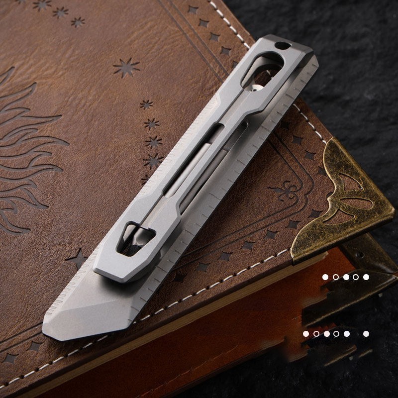 Titanium Alloy Bookmark Pen EDC Ruler Pry Bar Magnetic Inkless Pocket Tool