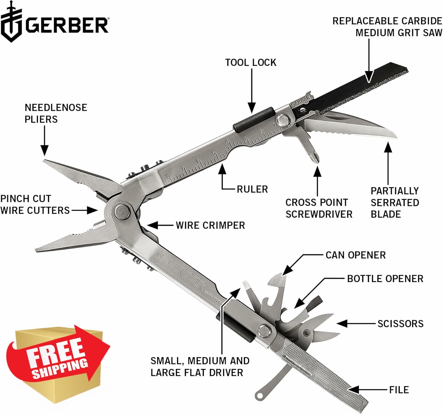 Gerber MP600 Multi-Plier Stainless Steel 13 Tools