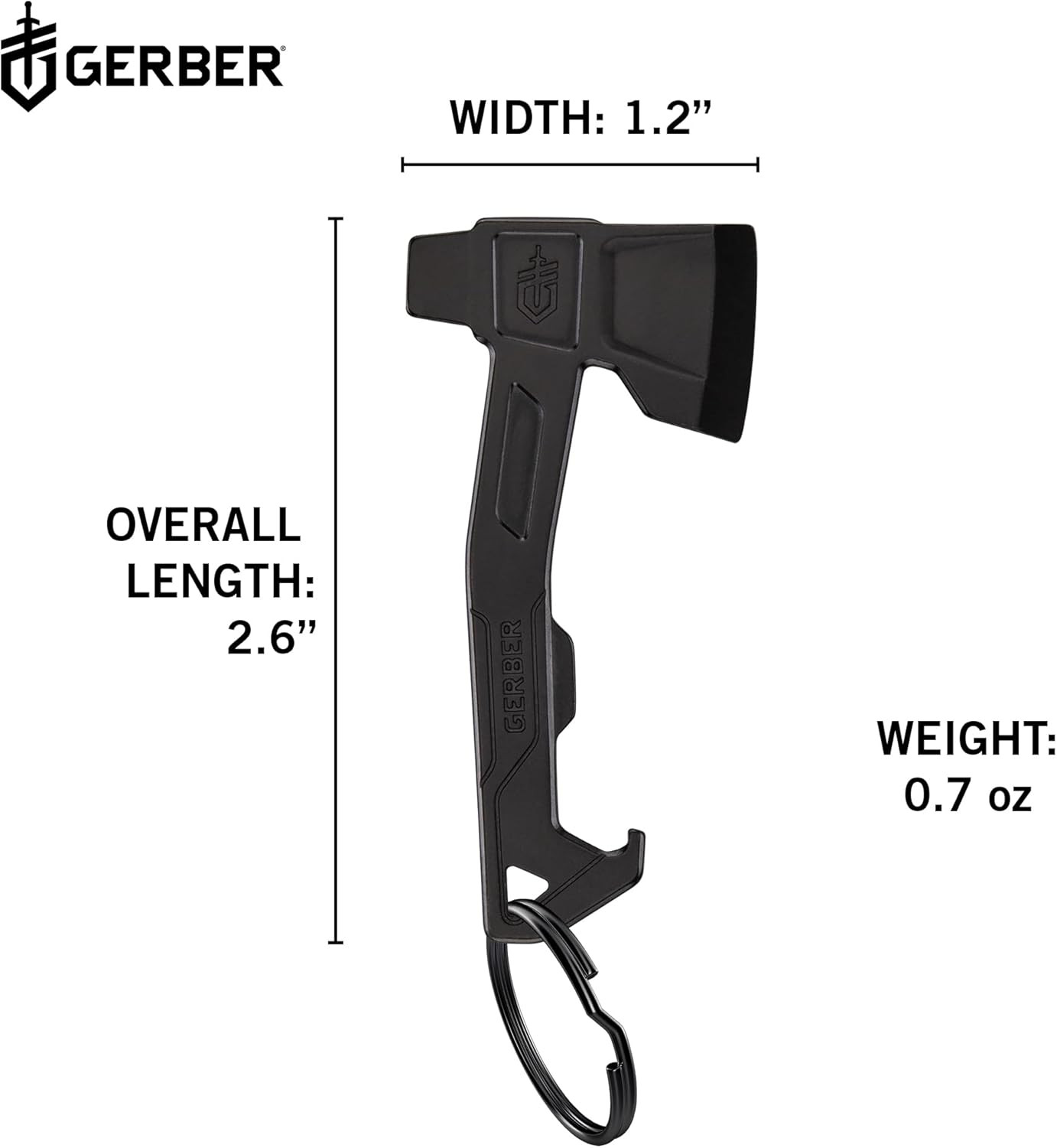 Gerber Gear Hatchet Keychain 3-In-1 Multitool, Clips to Pocket or Keychain with