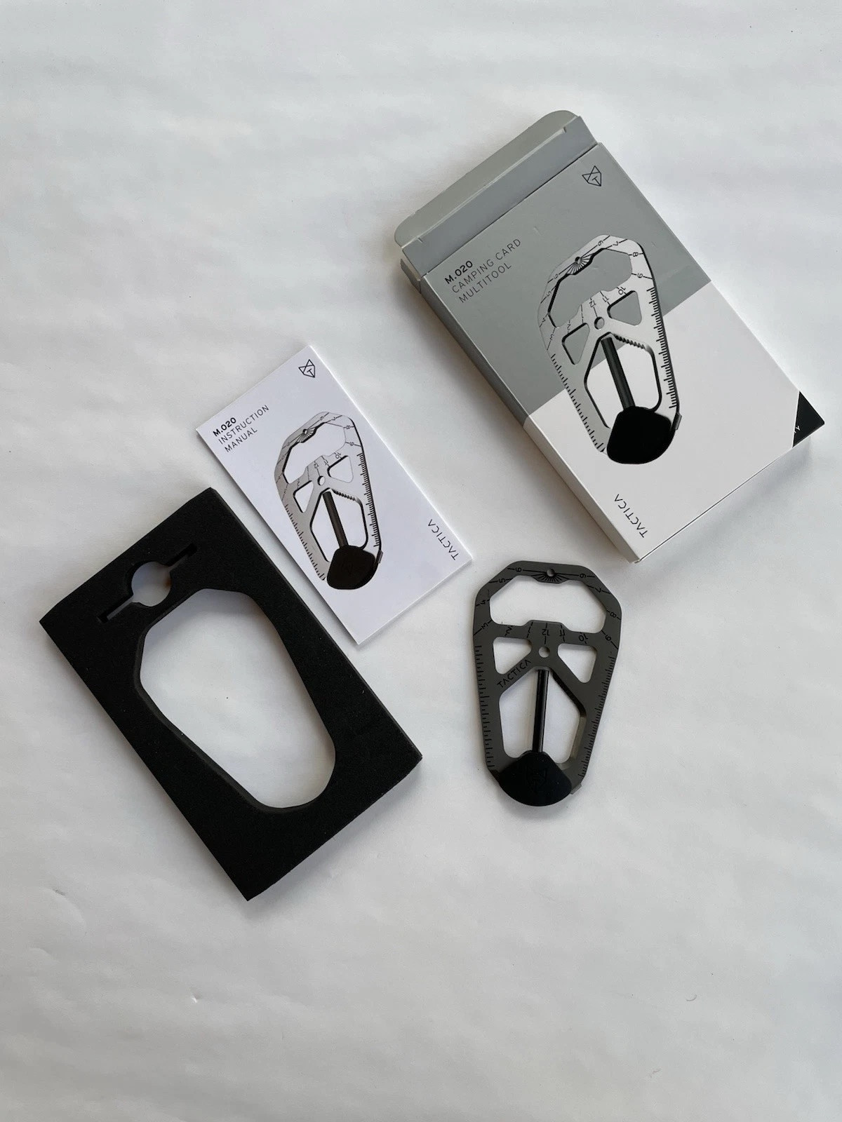 TACTICA M020 Camping Tool Card Black with Ferro Rod Titanium Multi Tool Outdoor