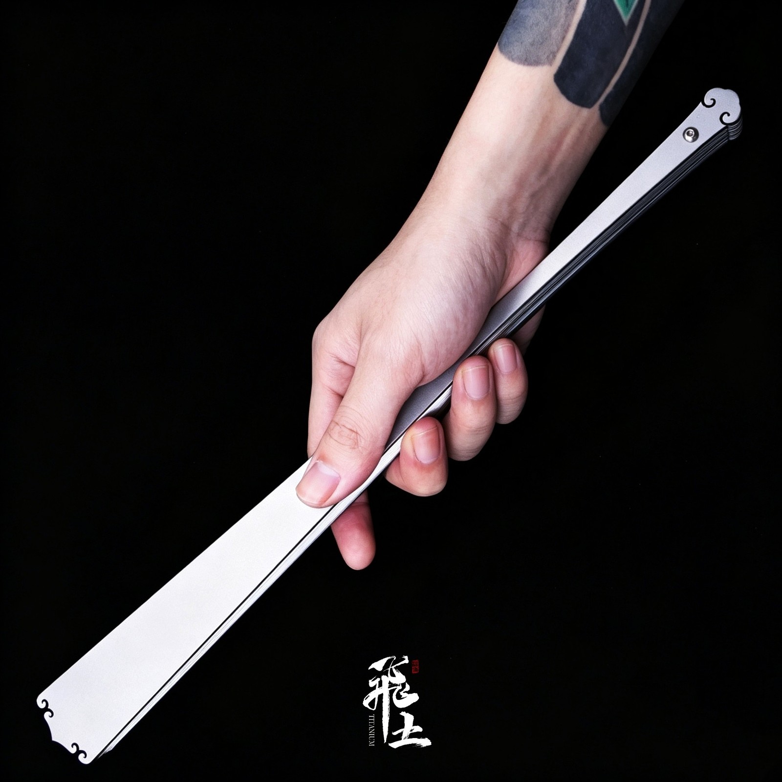 NEW 6” Titanium Alloy Folding Fan Martial Arts Portable Carving Kung Fu Tai Ji