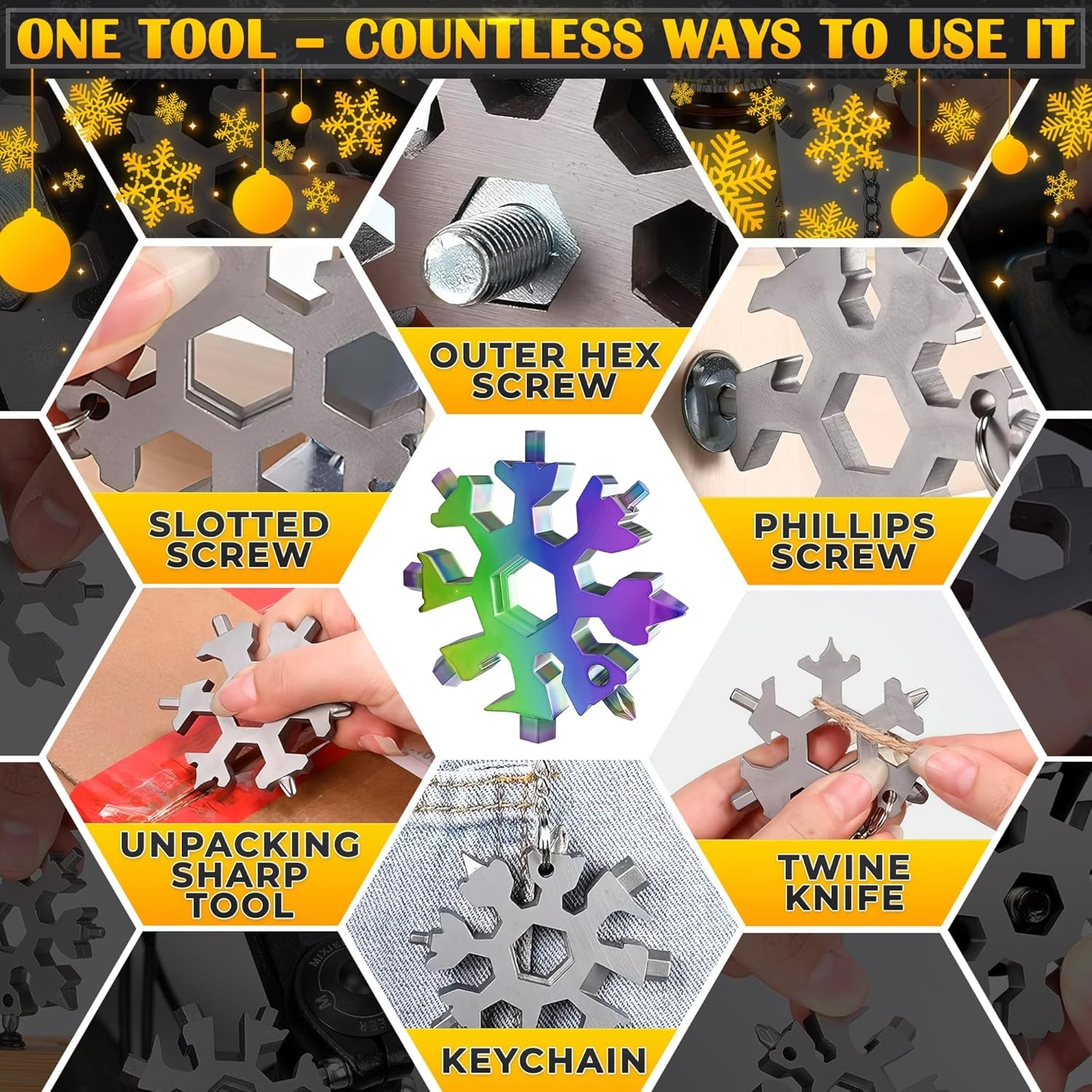 Multi Tool Keychain Set – Stainless Steel Compact Hex Wrench & Screwdriver Tool