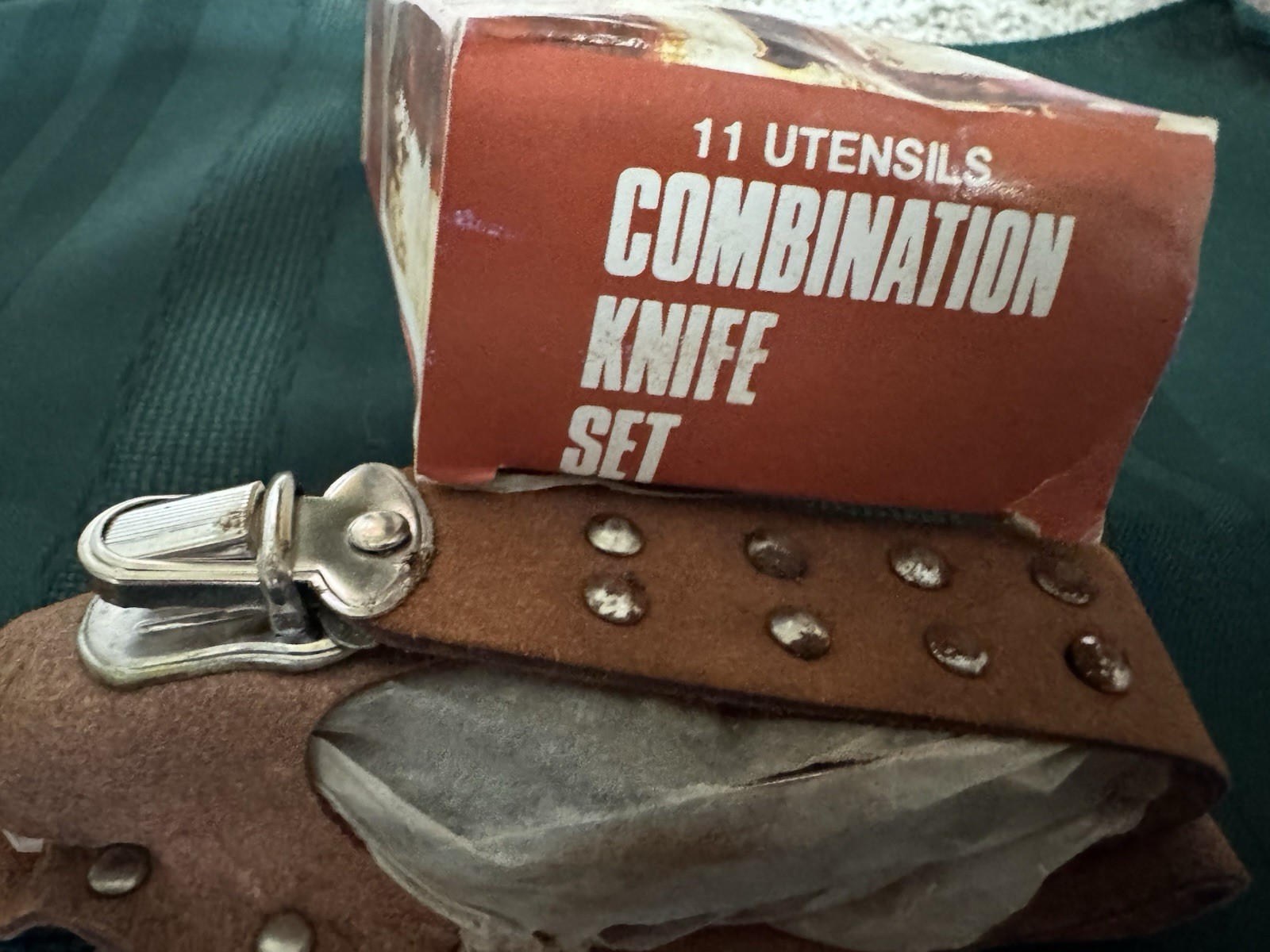 Vintage 11-in-1 Combination Knife Set Multi-Tool Stainless, Leather Sheath/Box,