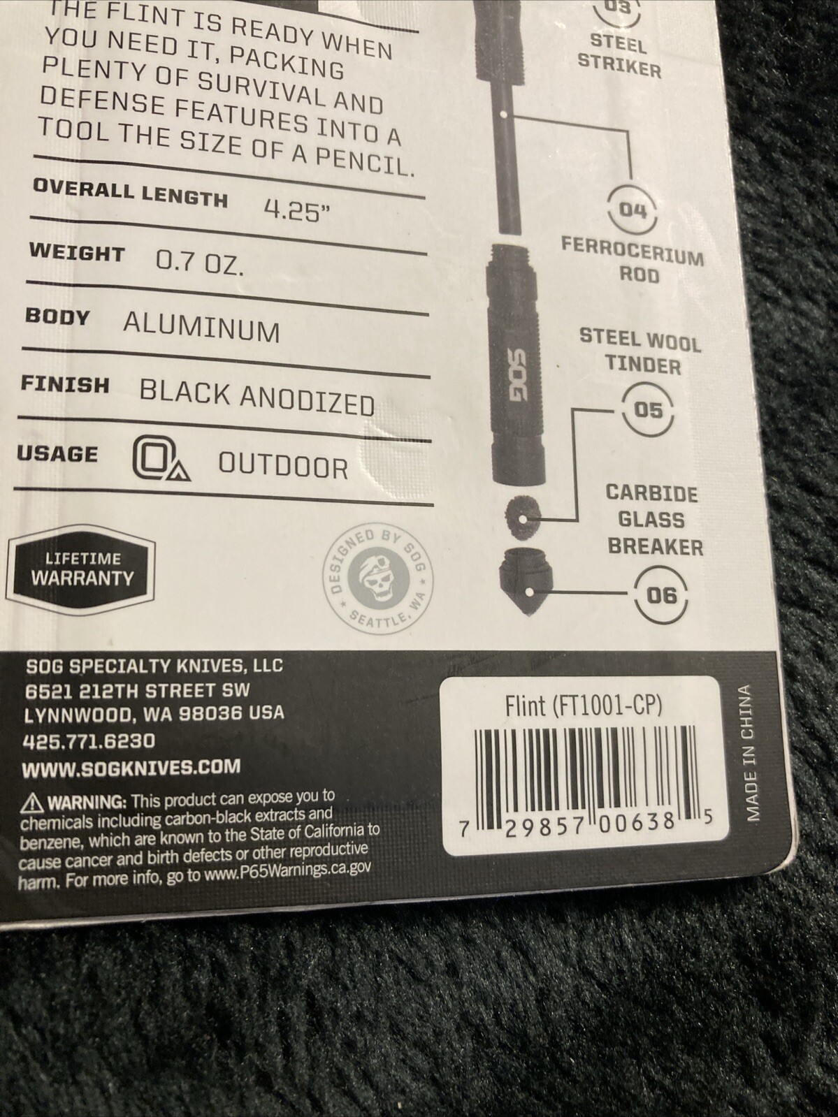 SOG Flint Survival Multi Tool (FT1001-CP) New In Package
