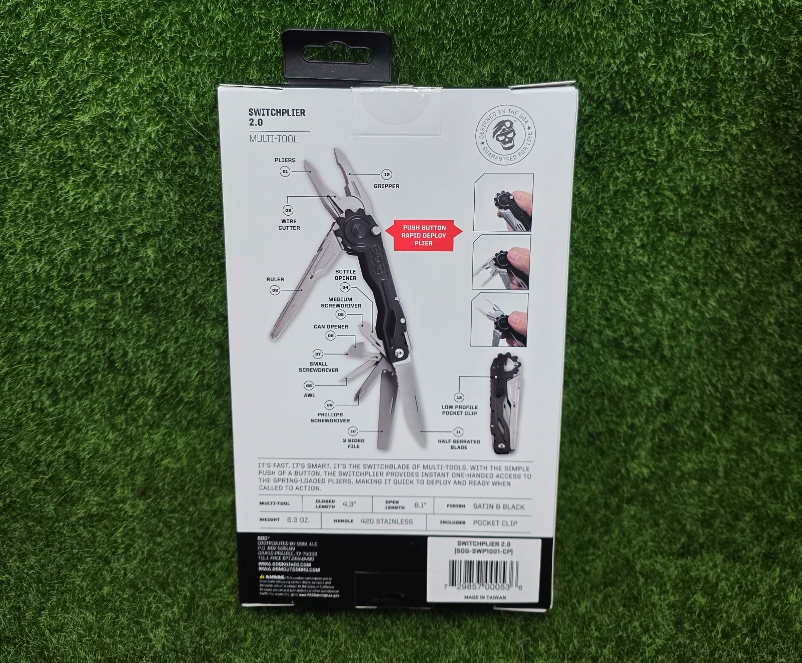 SOG Daily SwitchPlier 2.0, 12-in-1 Multi-Tool w/ One-Hand Deploy – SWP1001-CP