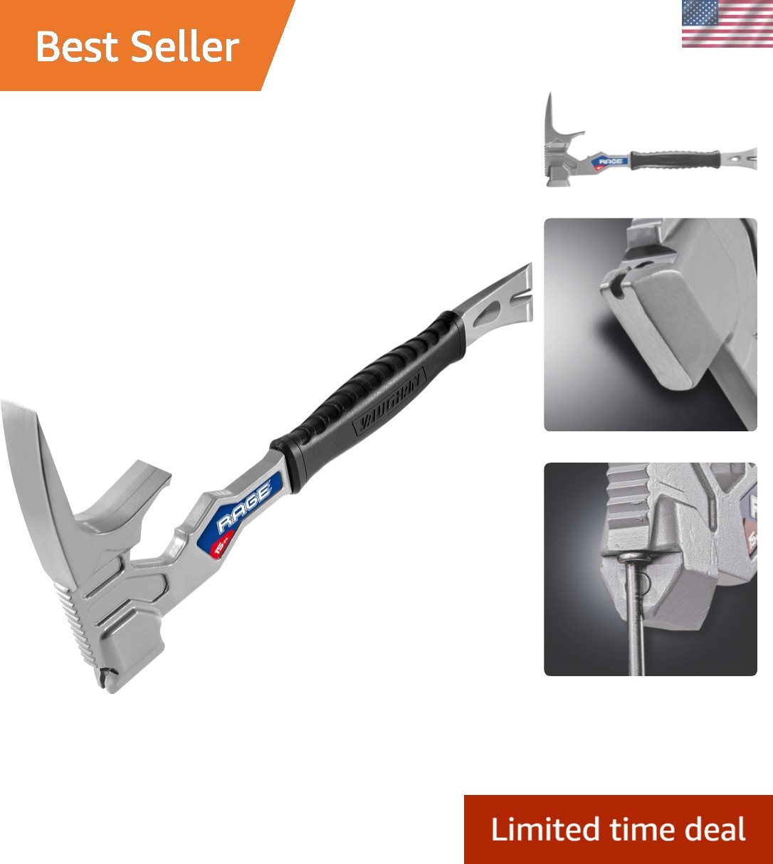 Multi-Function 15-Inch Vaughan Demolition Tool – Includes Magnetic Nail Holder