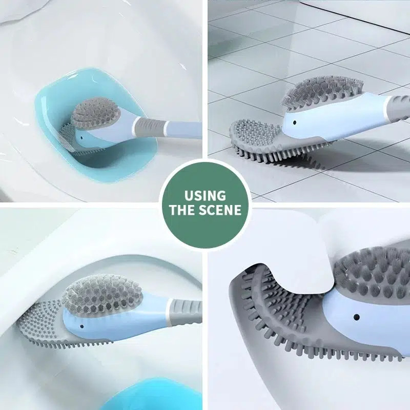 Modern Silicone Toilet Brush, Rubber Toilet Bowl Brush and Holder Set***