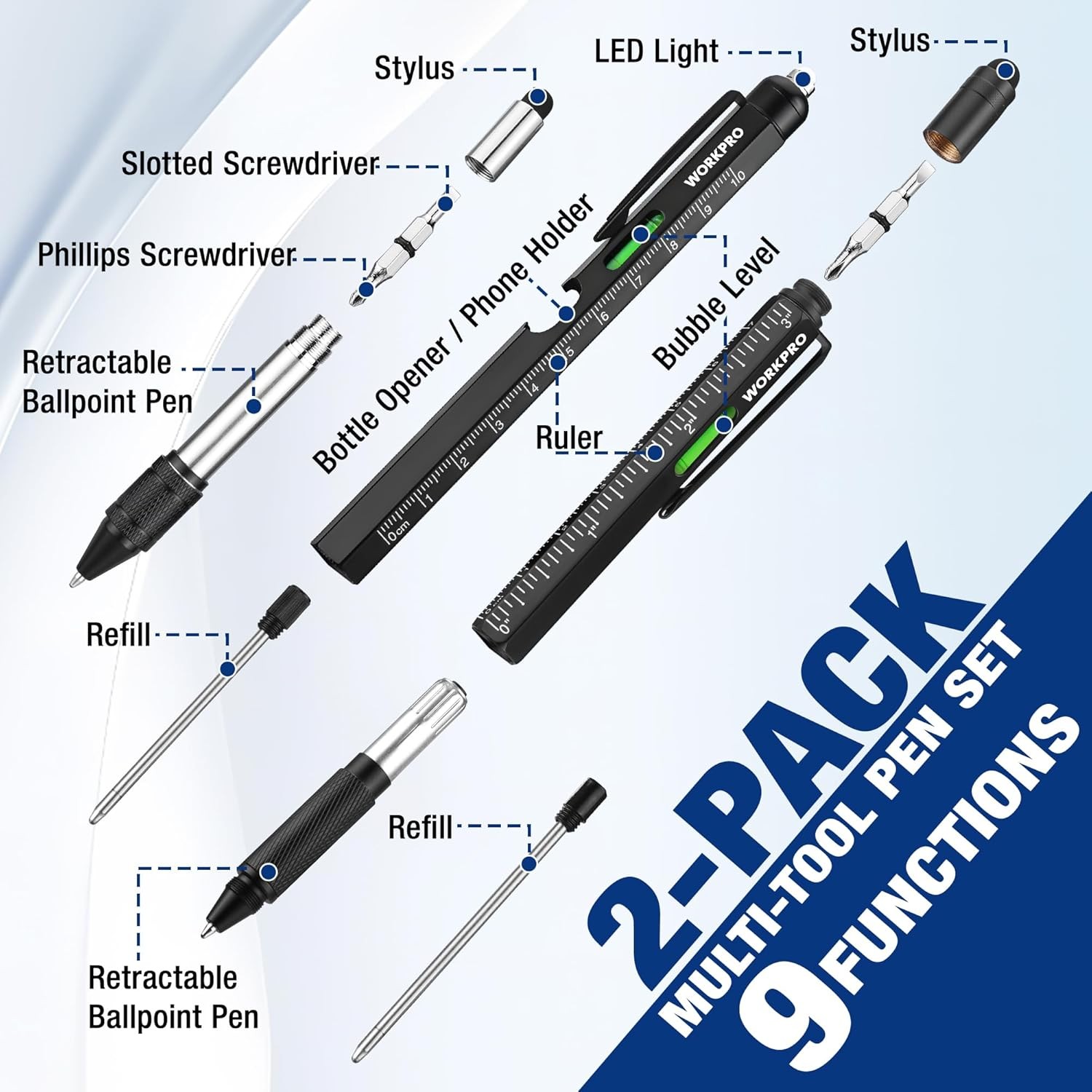 Pen Gifts for Men Women, Huhoo Cool Gadgets Tools Multi Tech Black-9in1