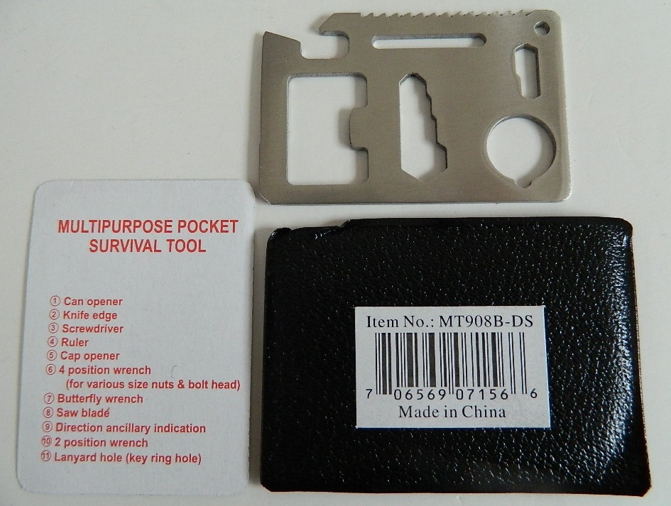 11 IN 1 OUTDOOR CAMPING SURVIVAL POCKET CREDIT CARD KNIFE, MULTI-TOOLS, LOT OF 3