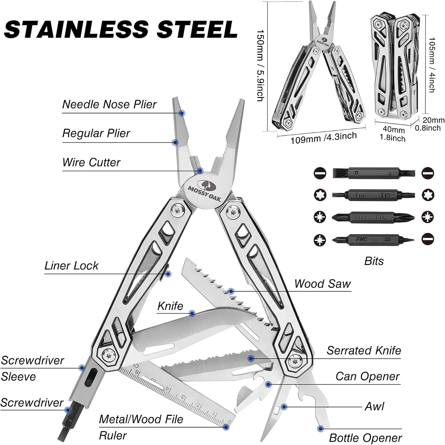 21-in-1 Stainless Steel Multitool – Ultimate Outdoor Companion for Adventure