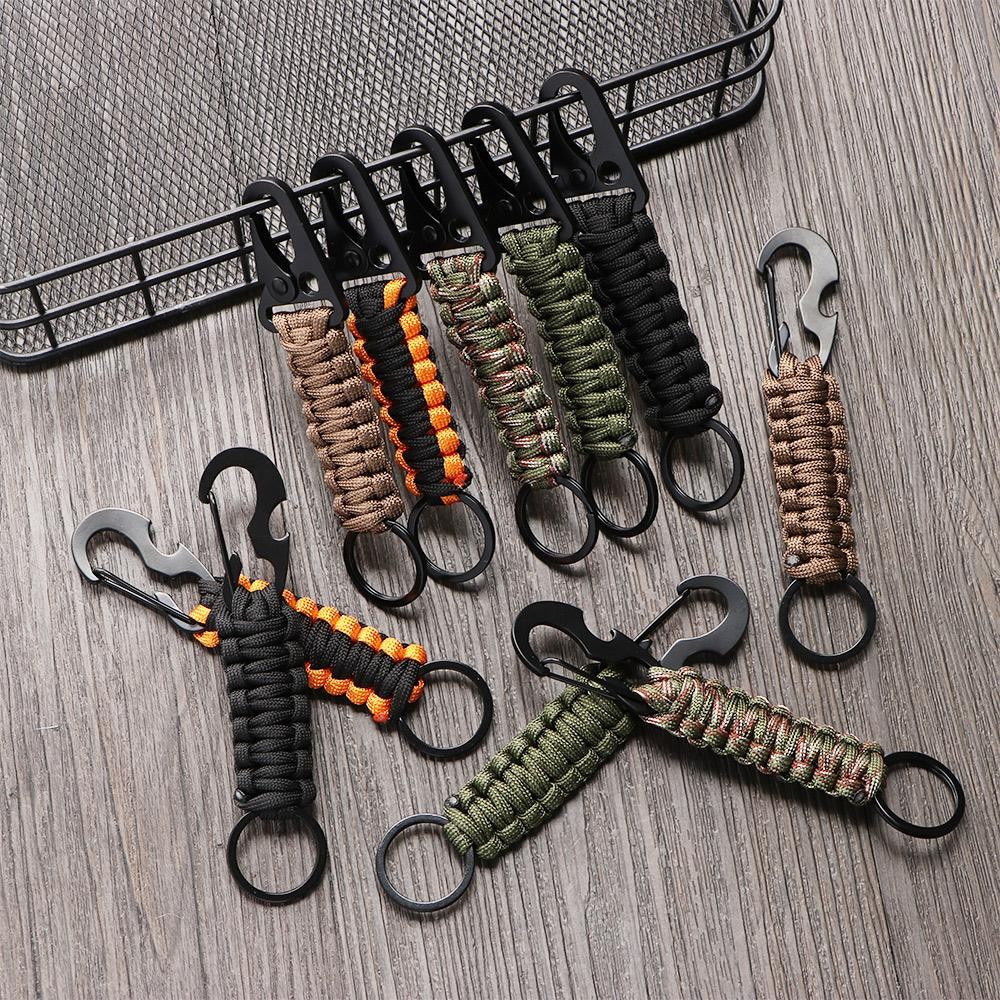 Outdoor Paracord Keychain Carabiner Survival Clip Camping Bottle Opener Tool
