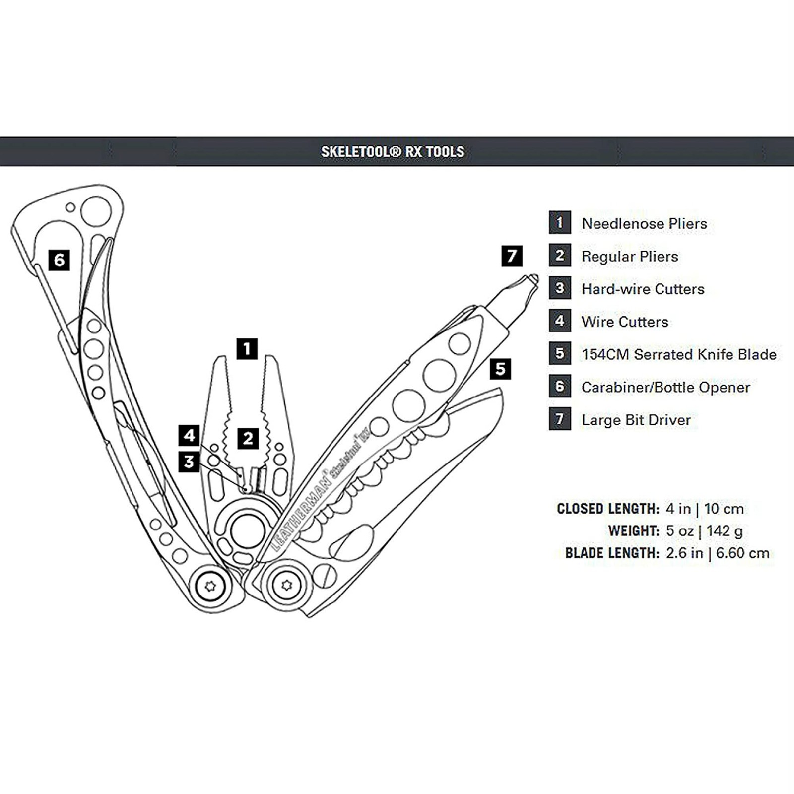 Skeletool RX Multitool with Serrated Knife and Glass Breaker, Red