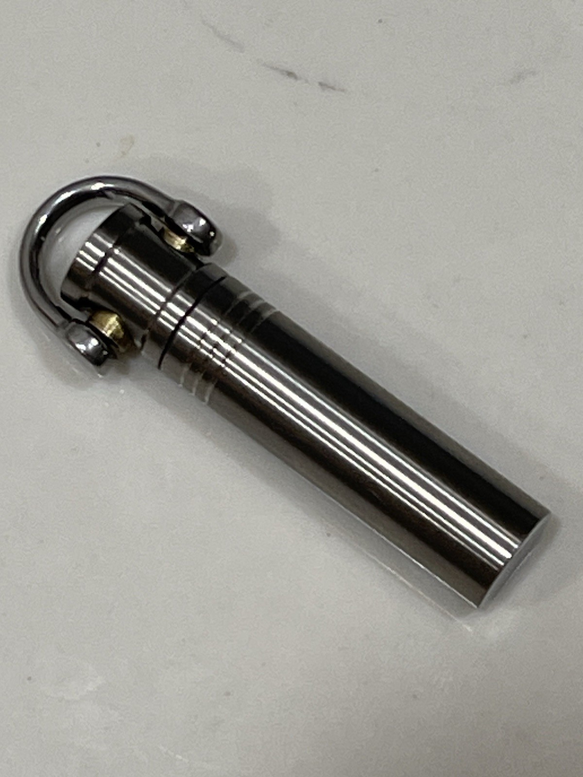 EDC Titanium Keyring Pill Fob Container w/Stainless Steel Keyring, 2-3/8”
