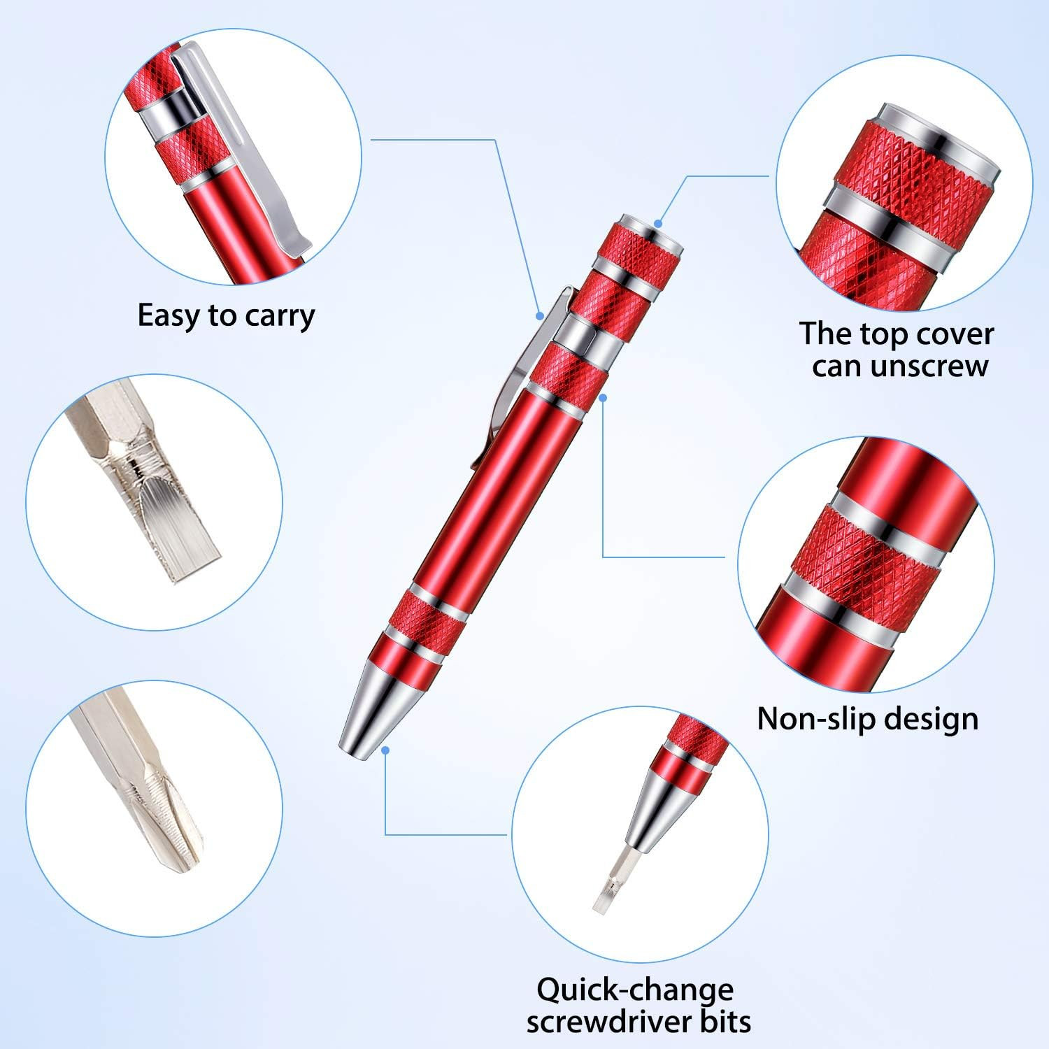 Pen Screwdriver Fathers Day Dad Gifts Multitool Handy Tool 8 in 1 Magnetic Pocke