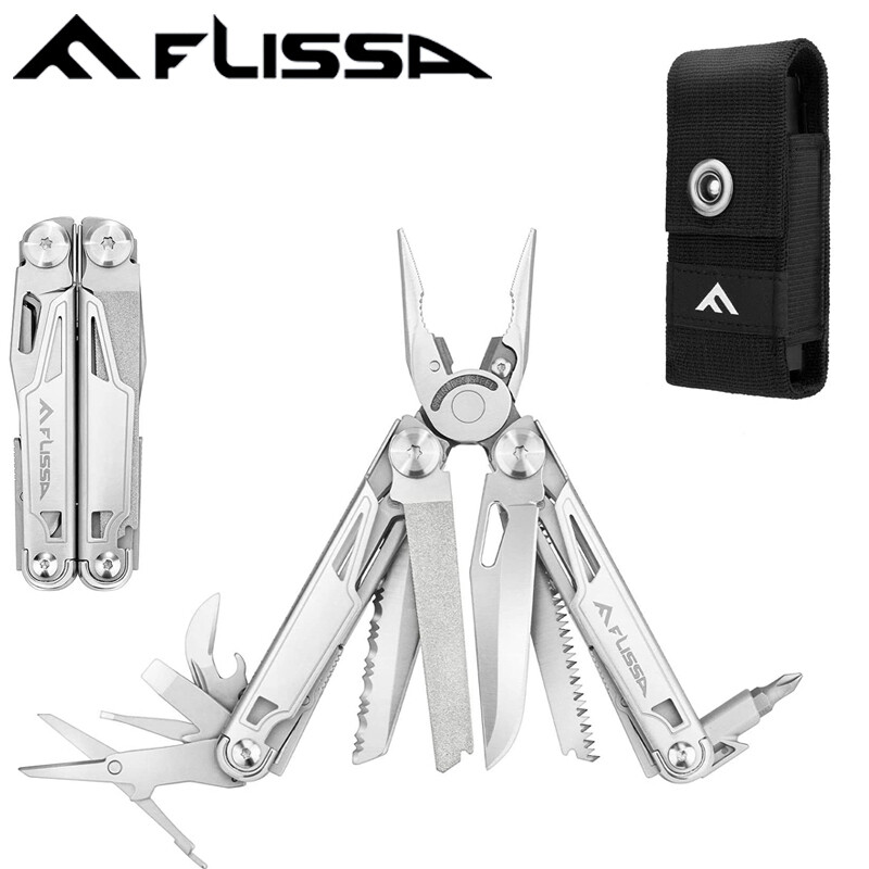 Flissa 16 In 1 Multi Tool Pliers Portable Survival Outdoor Compact Folding Knife