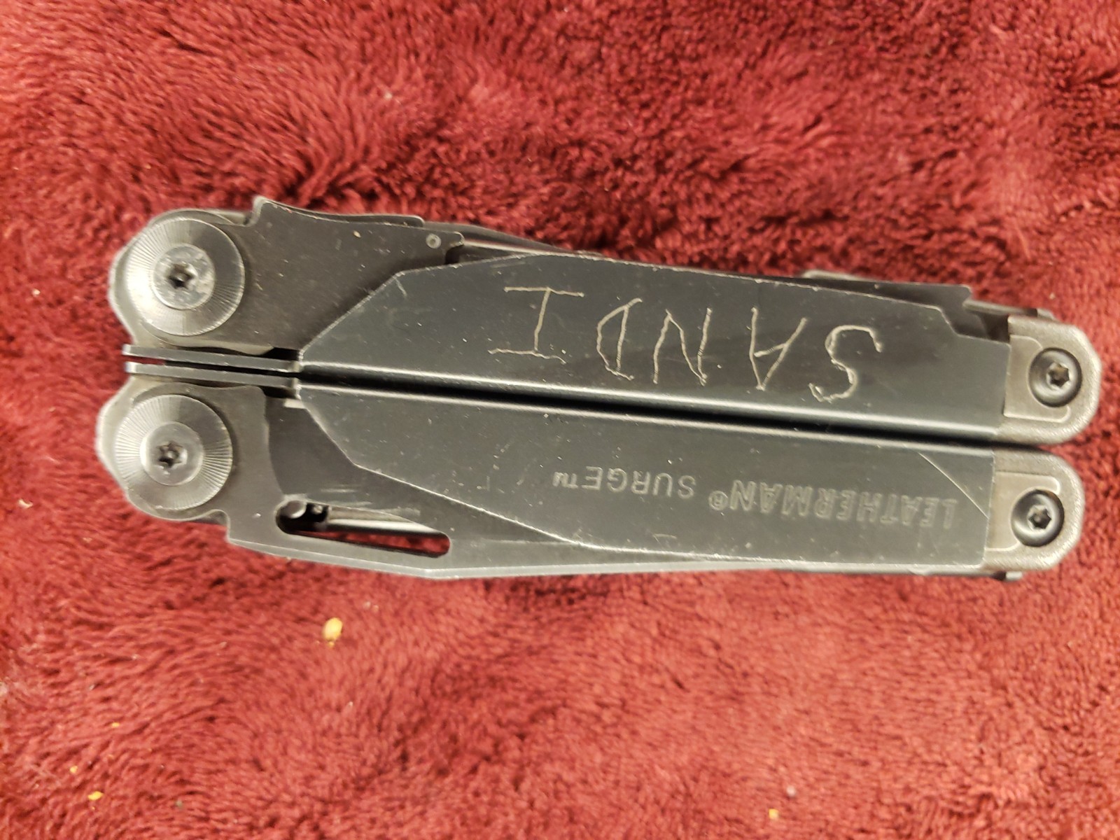 Leatherman Surge Black Multi Tool with Saw not File SANDI Engraved