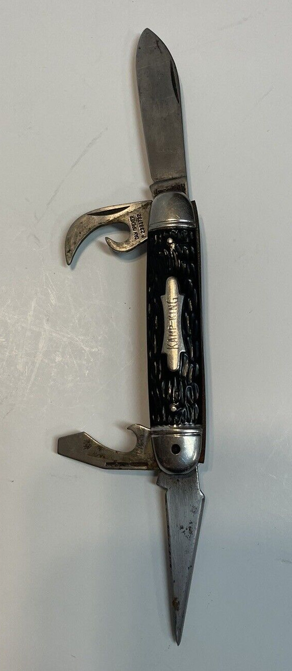 Vintage Imperial Kamp-King Multi Tool Pocket Knife / Opener, Plain Blade, Black