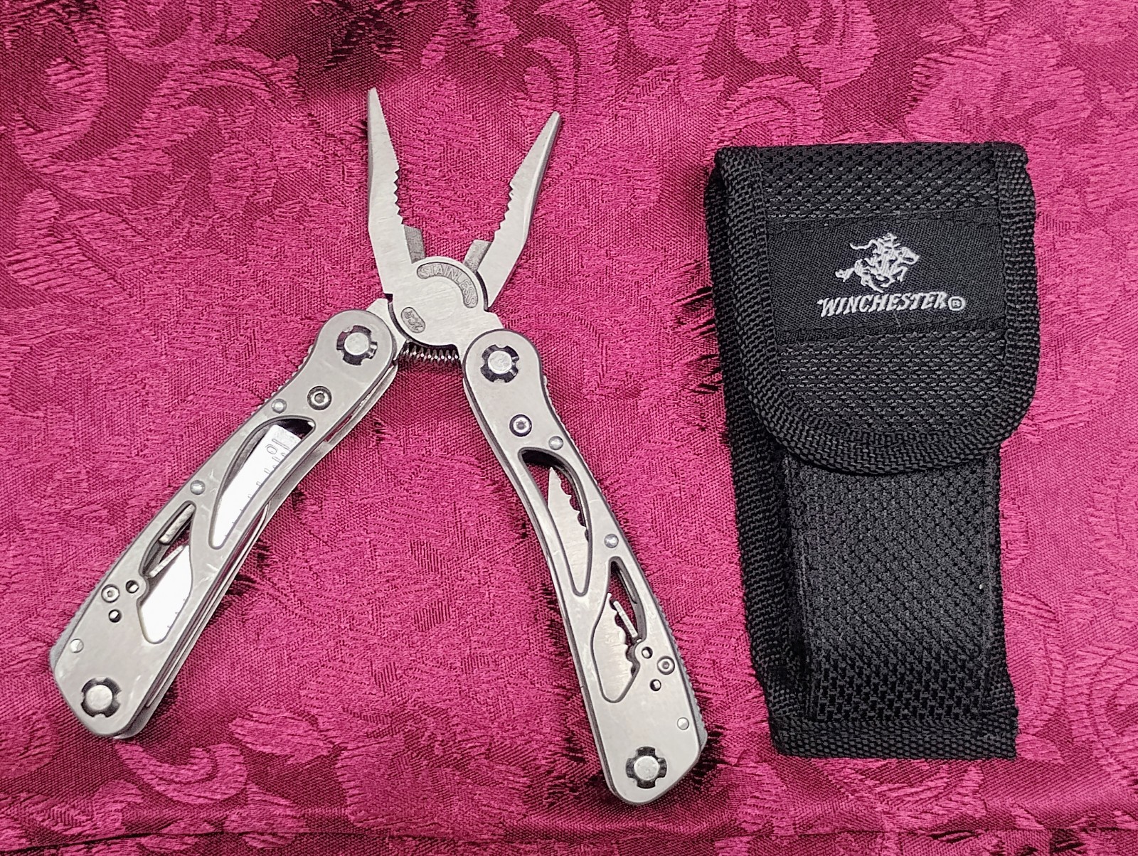 Winchester Multi Tool Mens Pocket Knife Fishing Hunting Shooting Pliers Sheath