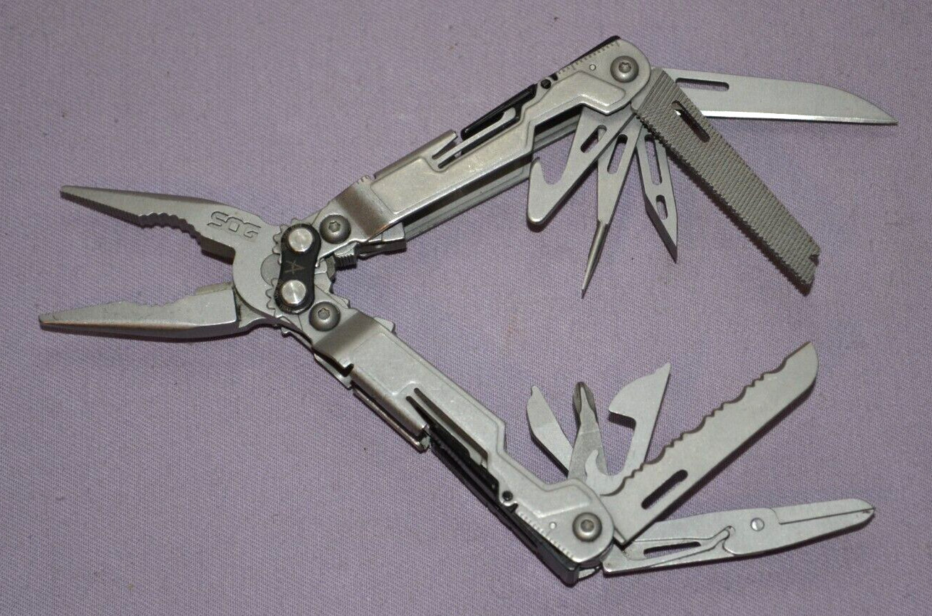 SOG PowerPint Multi-Tool Plier, knife, Scissors & Other Tools W/Belt Clip–Great