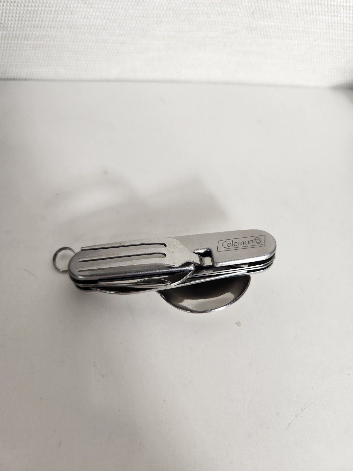 Vtg Coleman Camp Multi Tool Spoon Fork Knife Can Bottle Opener Stainless Steel