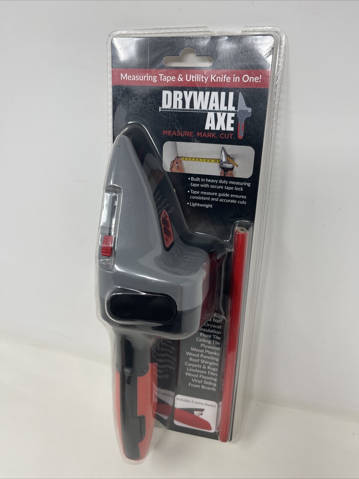 All-in-one Hand Tool with Measuring Tape and Utility Knife – Measure, Mark an…