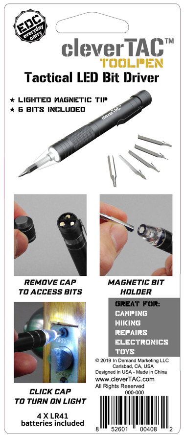 CleverTAC LED ToolPen – Tactical LED Bit Driver – 6 bits – Super Bright – EDC