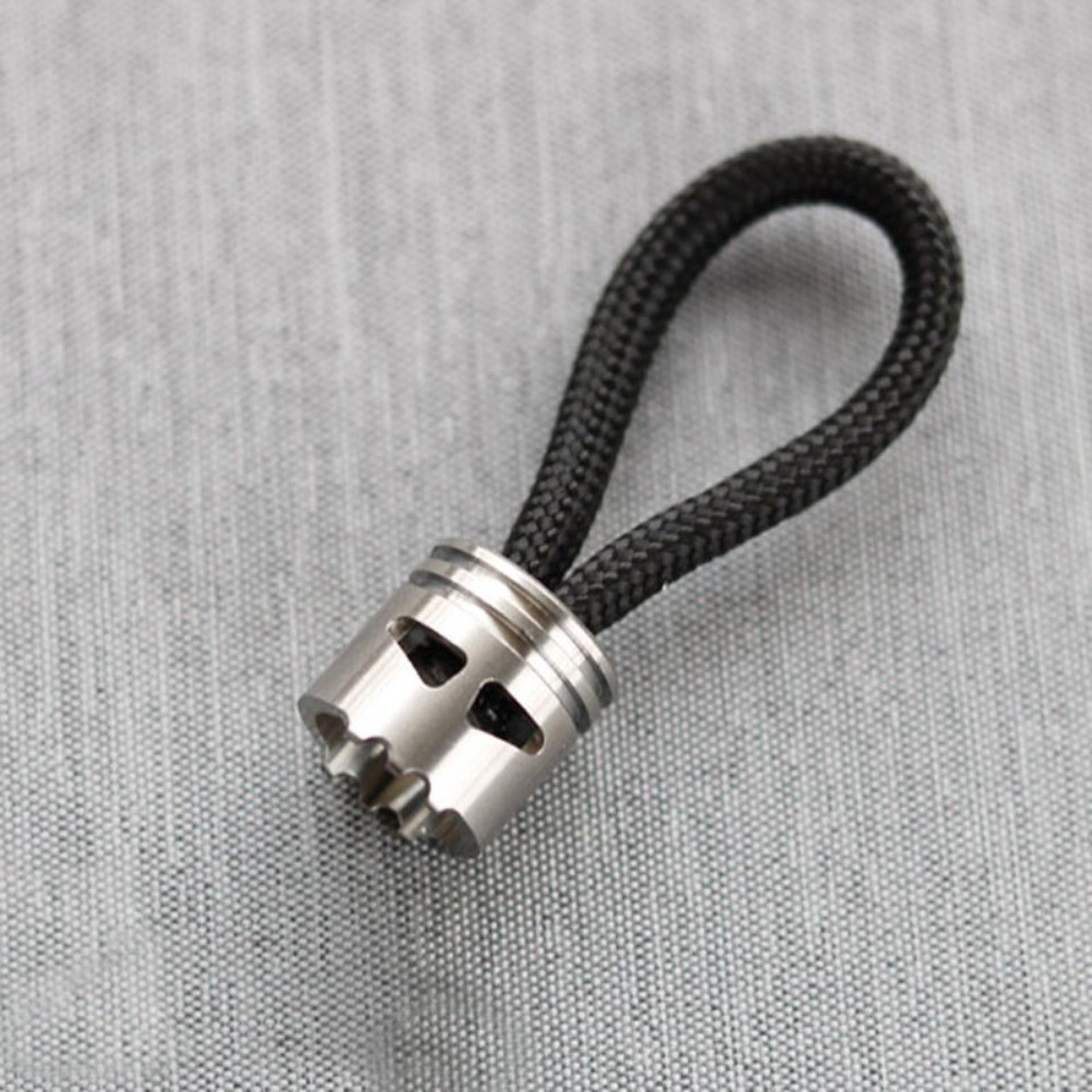 EDC Titanium Piston Skull Knife Bead Key Parachute Cord DIY Pendant Lanyard