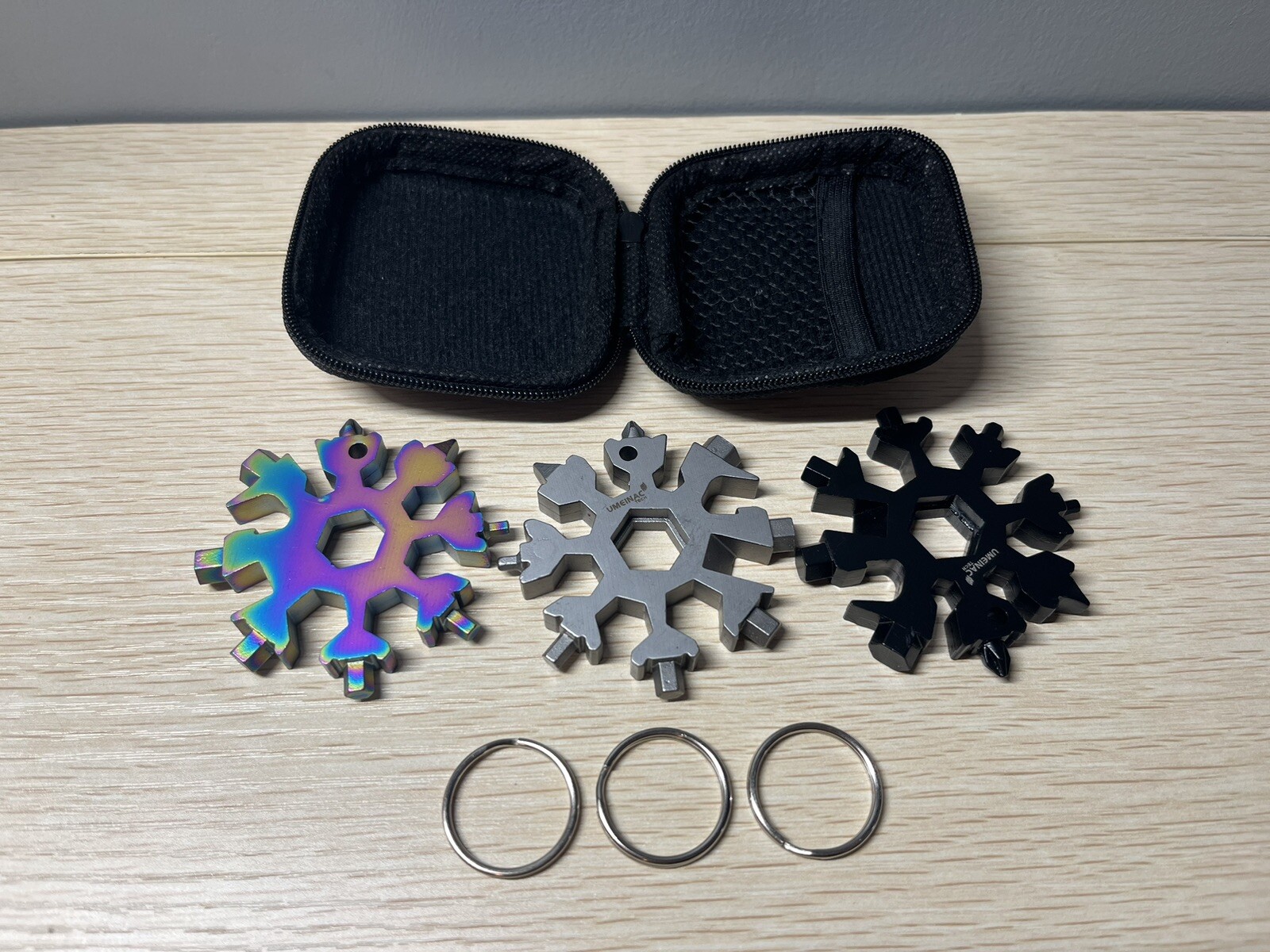 19 In 1 Snowflake Multi-Tool Keychain 3 Pack With Carry Case- Great Gift For Dad