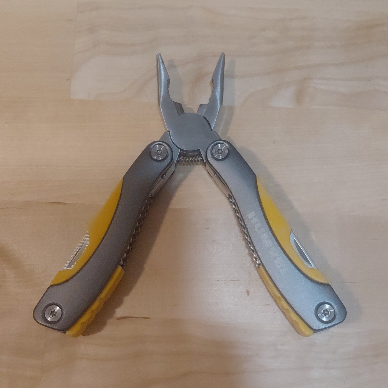 Humvee Multi-Tool Silver Yellow Stainless Steel 6 Tools with Sheath