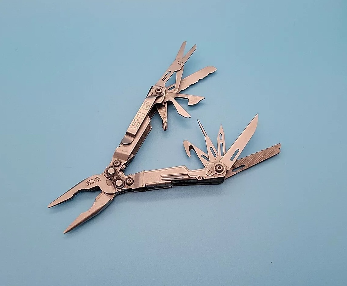 SOG PowerPint Multi-Tool – 18 Tools – Stone Wash – Screwdrivers, Pliers, Knife